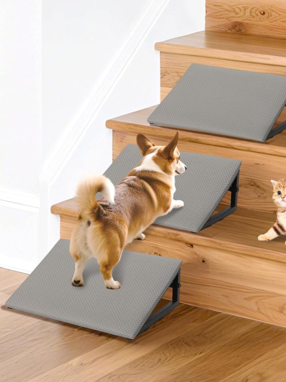 3 Pack Pet Ramps For Stairs - Grey